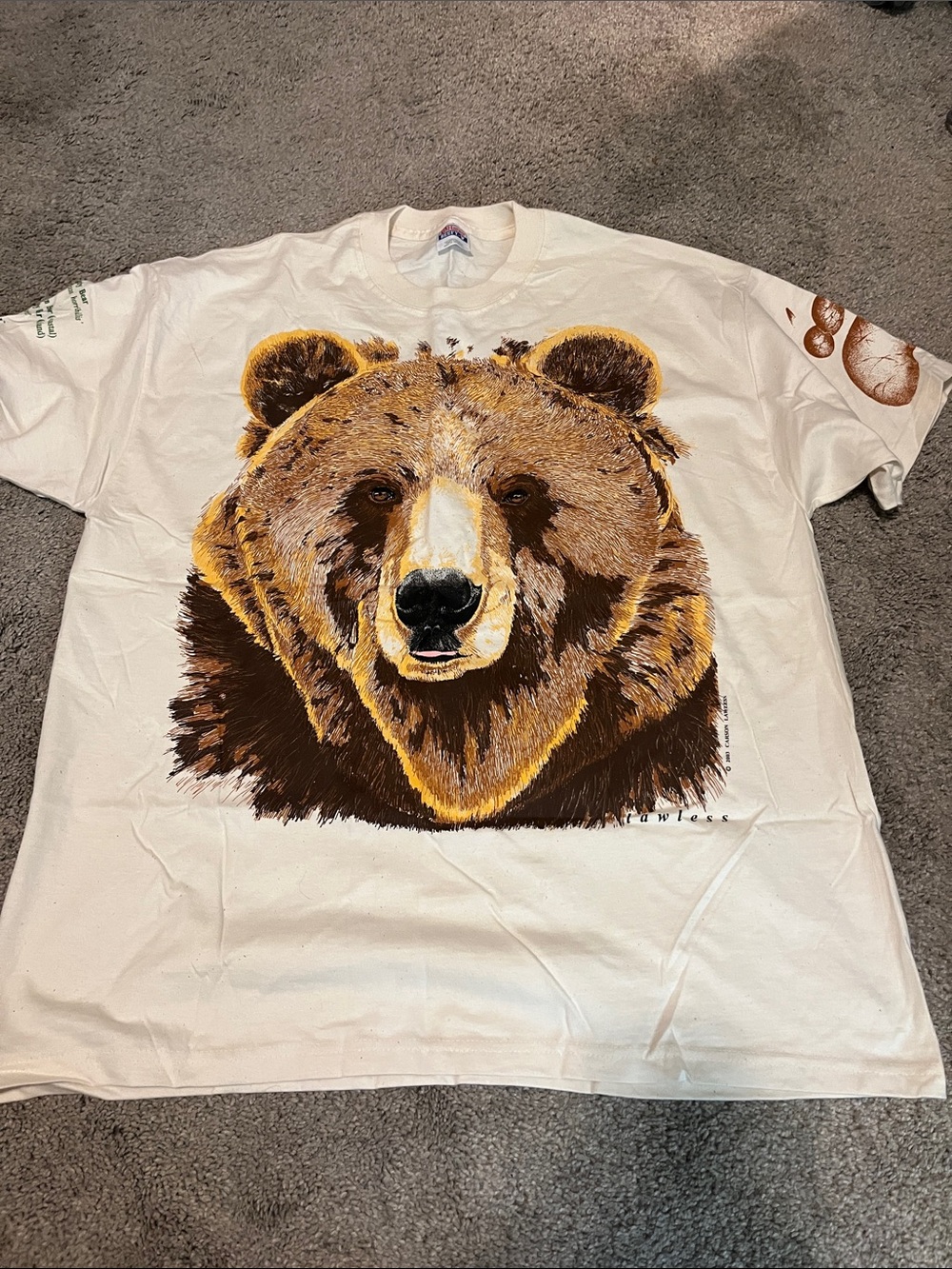 Men's Short Sleeve Bear Graphic Tee - Cream XL